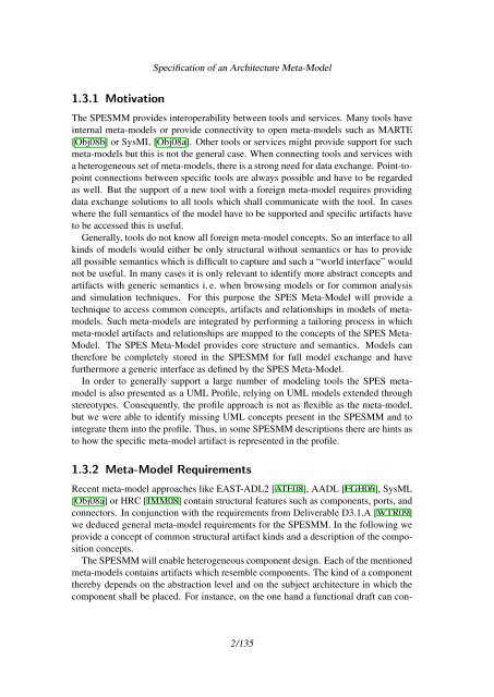 Specification of an Architecture Meta-Model - SPES 2020