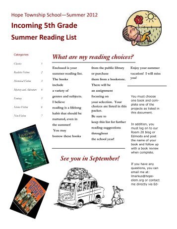 Gr. 5 Summer Reading List (pdf)