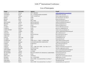 IASI 2 International Conference List of Participants - Cnes