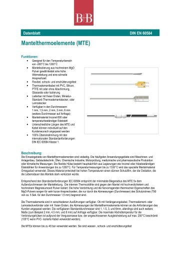 Technische Informationen: Datenblatt (PDF) - Temperatur-Shop