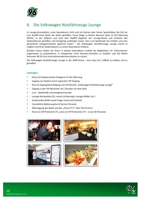 Hospitality-Angebot „Mitglied im 96 Business Club ... - Hannover 96