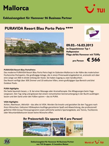 PURAVIDA Resort Blau Porto Petro **** 09.03.-16.03 ... - Hannover 96