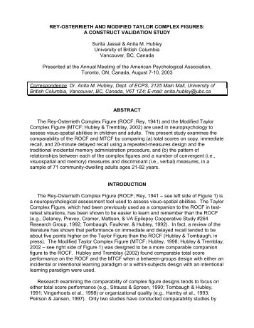 Rey-Osterrieth and Modified Taylor Complex Figures - University of ...