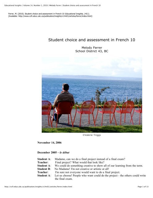 Student choice and assessment in French 10