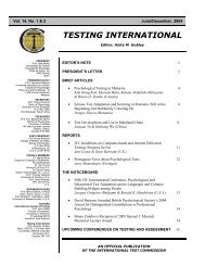 TESTING INTERNATIONAL - International Test Commission