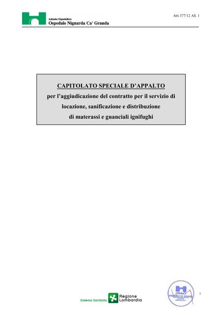 CSA materassi def.pdf - Ospedale Niguarda Cà Granda