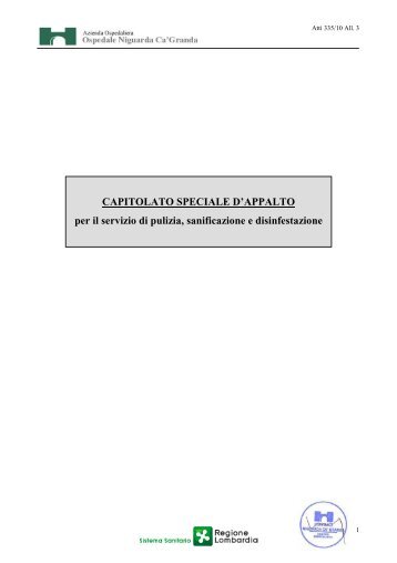 CSA pulizie.pdf - Ospedale Niguarda Cà Granda