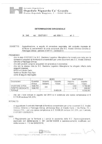 Ospedale Niguarda Ca' Granda - Albo Fornitori