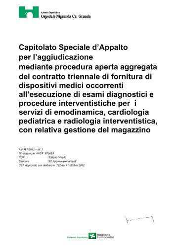 Capitolato Speciale d'Appalto per l'aggiudicazione ... - Albo Fornitori