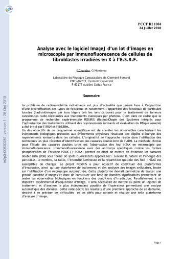 Analyse avec le logiciel imagej d'un lot d'images en microscopie par ...