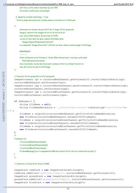 Analyse avec le logiciel imagej d'un lot d'images en microscopie par ...