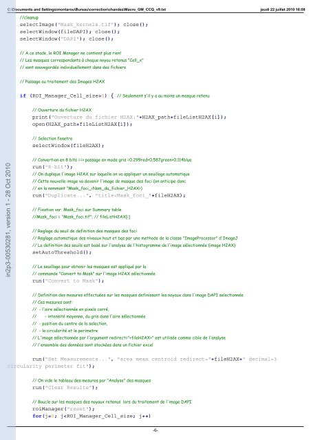 Analyse avec le logiciel imagej d'un lot d'images en microscopie par ...