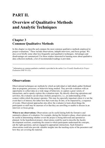 PART II. Overview of Qualitative Methods and Analytic Techniques