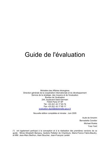Guide de l'évaluation - France-Diplomatie-Ministère des Affaires ...