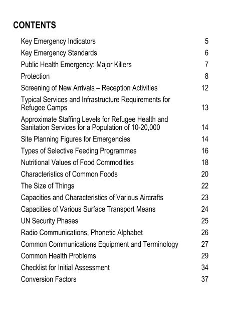 A Handy Guide to UNHCR Emergency Standards ... - UNHCR eCentre