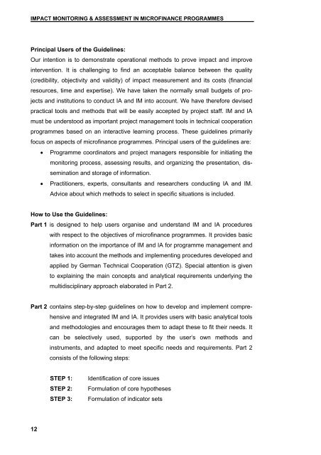 Guidelines for Impact Monitoring & Assessment in Microfinance ...