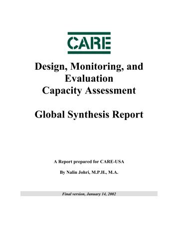 Design, Monitoring, and Evaluation – Capacity Assessment