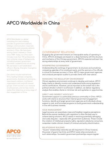 China Brochure - APCO Worldwide