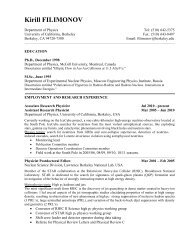 Kirill Filimonov's CV - IceCube Berkeley - University of California ...