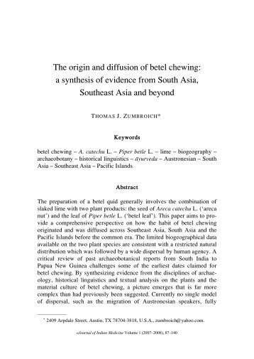 The origin and diffusion of betel chewing - Dawn F. Rooney Cultural ...