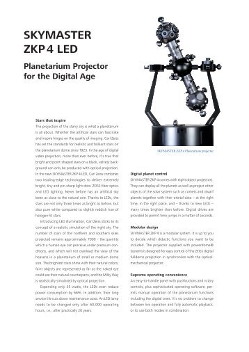 SKYMASTER ZKP 4 datasheet - Carl Zeiss Planetariums