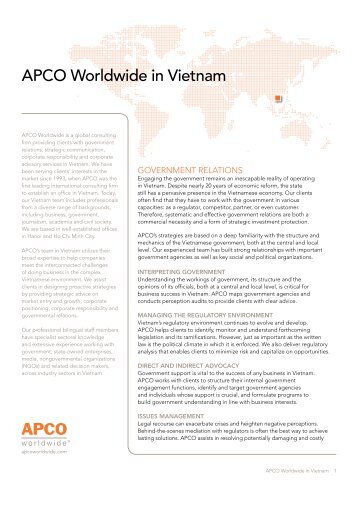 APCO Worldwide in Vietnam