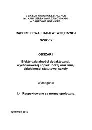 Efekty działalności dydaktycznej, wychowawczej i ... - V LO Zamoyski