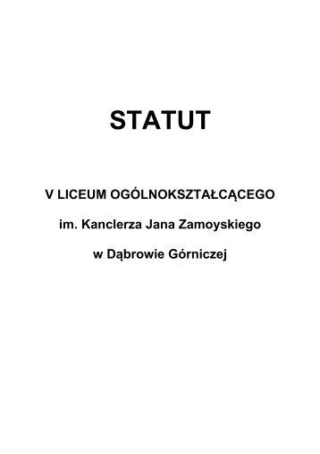 STATUT - V LO Zamoyski