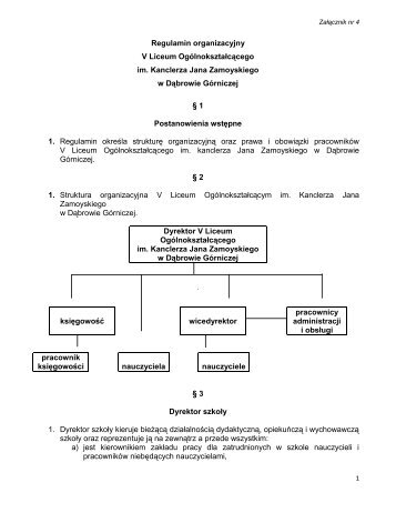 Regulamin organizacyjny VLO - V LO Zamoyski