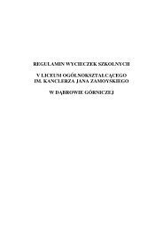 REGULAMIN WYCIECZEK SZKOLNYCH V ... - V LO Zamoyski