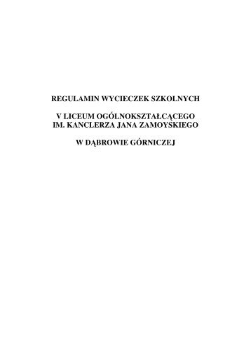 REGULAMIN WYCIECZEK SZKOLNYCH V ... - V LO Zamoyski