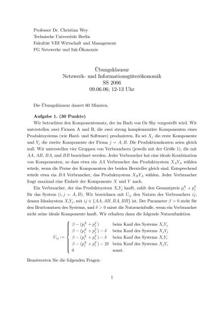 Musterlösung zur Übungsklausur (PDF) - Fakultät VII Wirtschaft ...