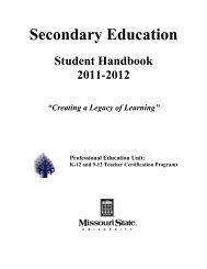 Secondary Education - College of Education - Missouri State ...