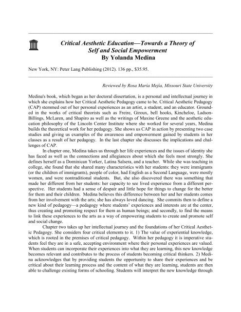 Critical Aesthetic Education—Towards a Theory of Self and Social ...