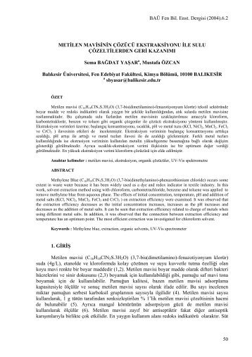 Removal of Methylene Blue from Aqueous Solution by Solvent ...