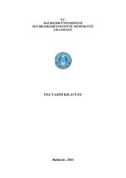 Tez Yazım Kuralları - Fen Bilimleri Enstitüsü - Balıkesir Üniversitesi