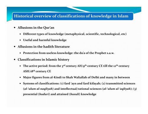 Classification of Knowledge - Epistemology