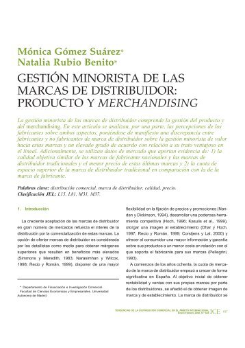 gestión minorista de las marcas de distribuidor - RevistasICE