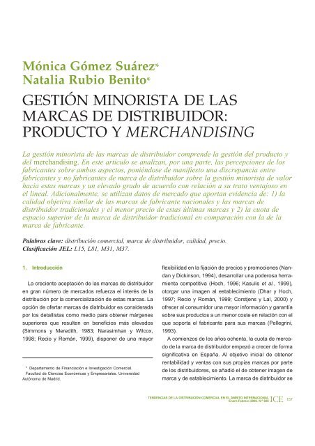 gestión minorista de las marcas de distribuidor - RevistasICE