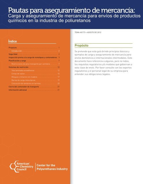 Pautas para aseguramiento de mercancía: Carga y ... - Polyurethanes