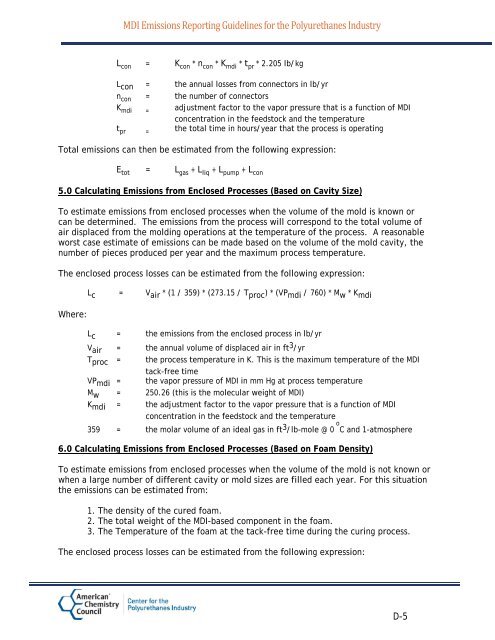 MDI Emissions Reporting Guidelines for the ... - Polyurethanes