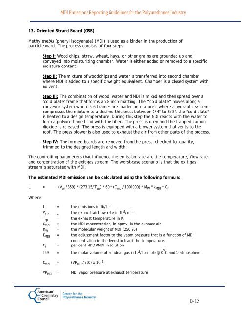 MDI Emissions Reporting Guidelines for the ... - Polyurethanes