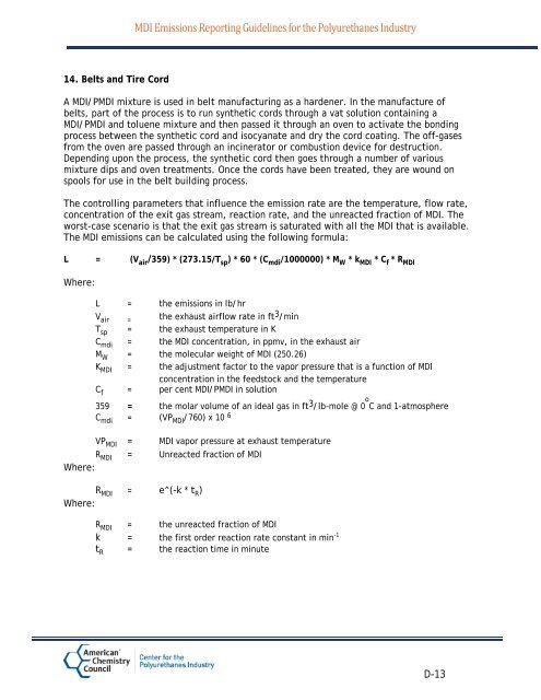 MDI Emissions Reporting Guidelines for the ... - Polyurethanes