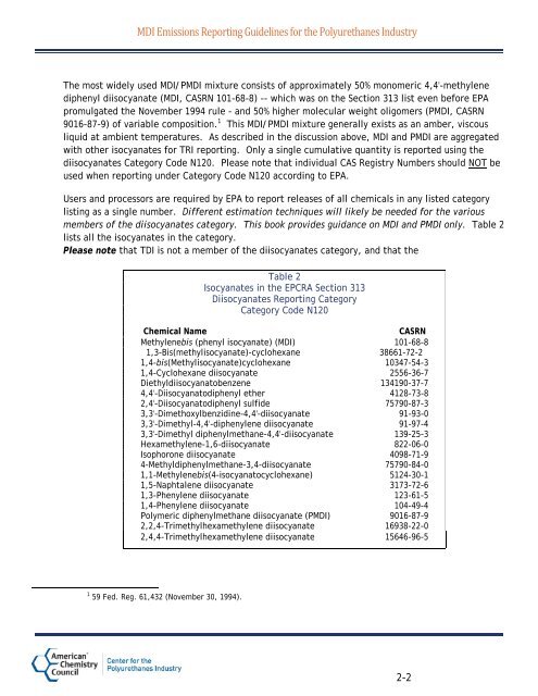 MDI Emissions Reporting Guidelines for the ... - Polyurethanes