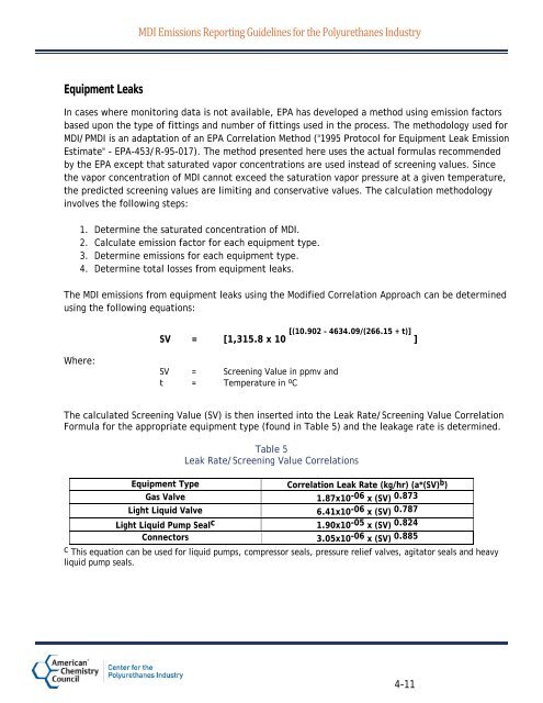 MDI Emissions Reporting Guidelines for the ... - Polyurethanes