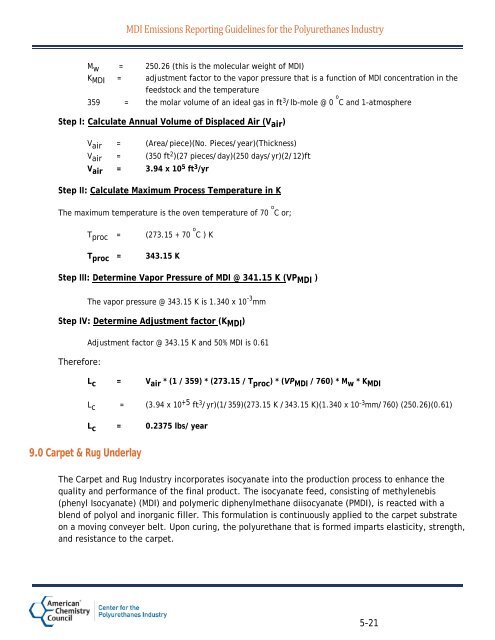 MDI Emissions Reporting Guidelines for the ... - Polyurethanes