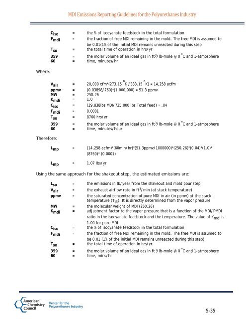MDI Emissions Reporting Guidelines for the ... - Polyurethanes
