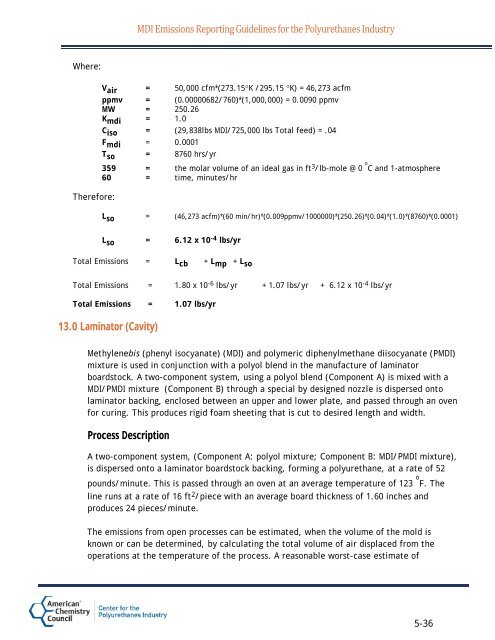 MDI Emissions Reporting Guidelines for the ... - Polyurethanes