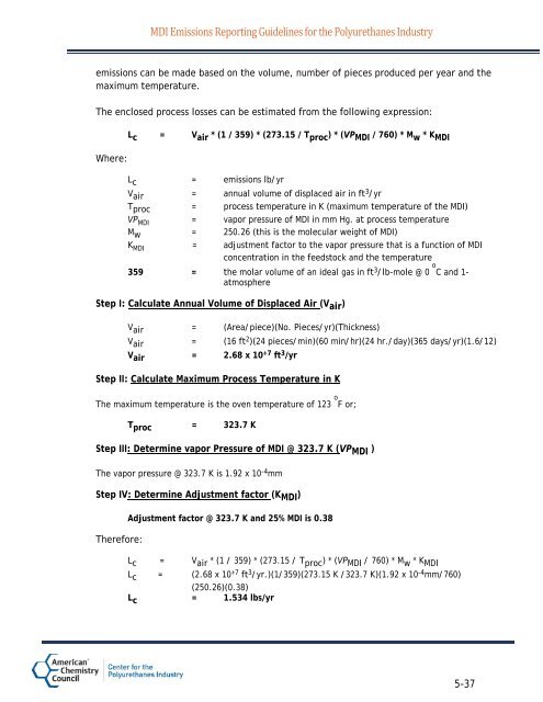 MDI Emissions Reporting Guidelines for the ... - Polyurethanes