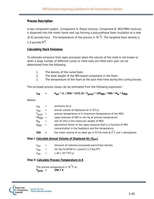 MDI Emissions Reporting Guidelines for the ... - Polyurethanes